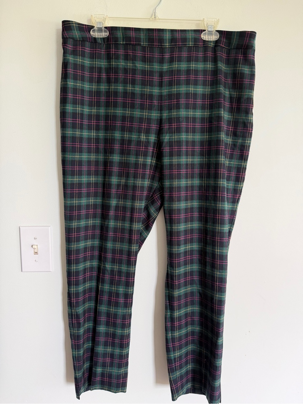 Talbots Plaid Green & Navy Straight-Leg Pants